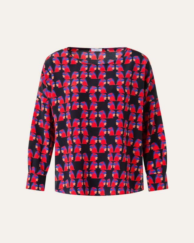 Alice Graphic-Print Silk Blouse